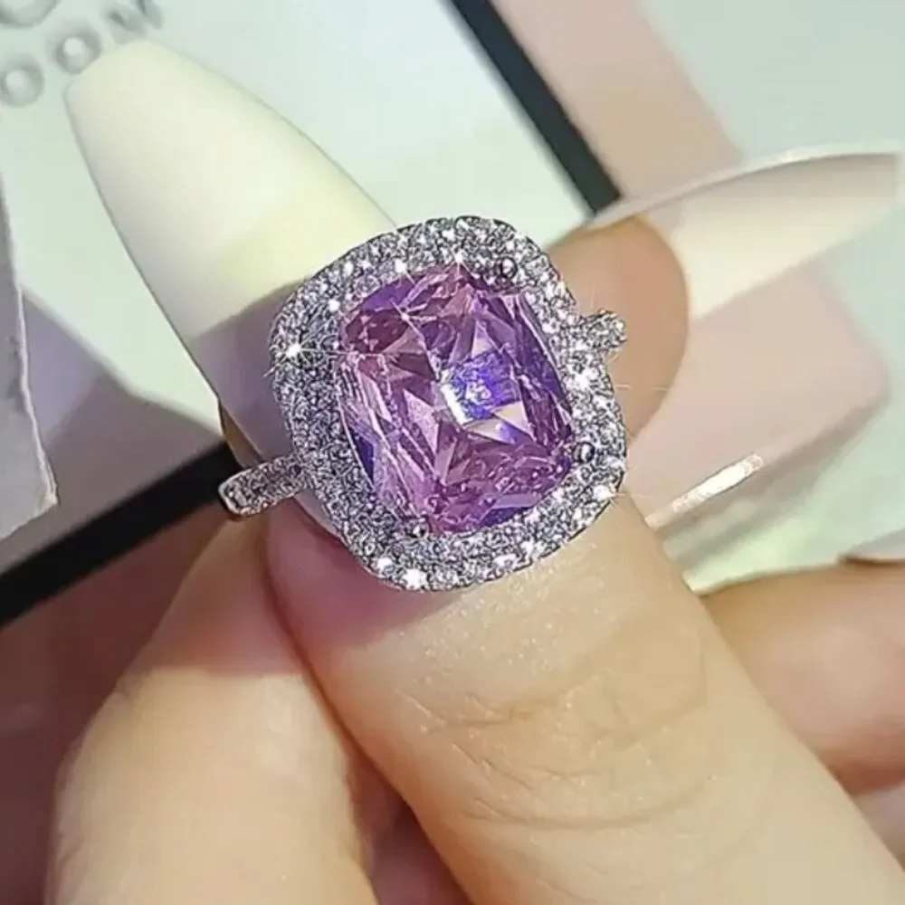 Pink Diamond Princess Cut Ring - Picture 12 of 12